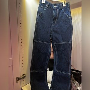 Pacsun reversed stitched dark washed wide leg jeans